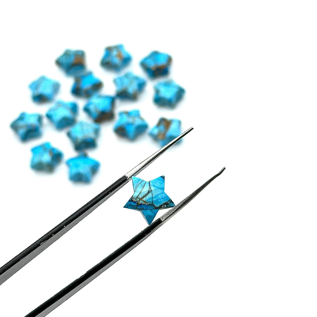 AAA Copper Turquoise Star Shape Briolette's, Faceted Hand Carved Star Gemstone, Turquoise Loose Star Beads for Jewelry Making, 10 MM