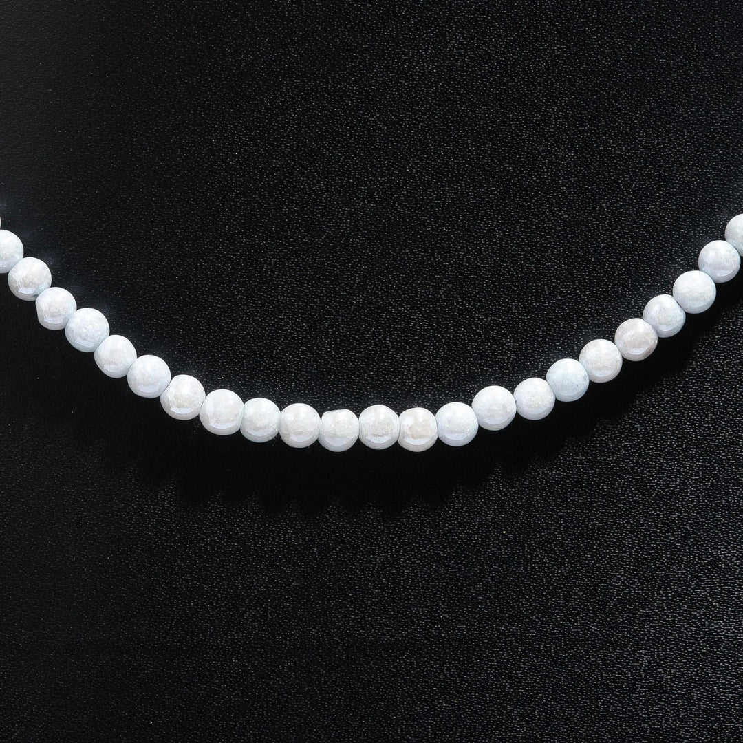 Pretty Moonstone Necklace, Coated Moonstone Round Beads Necklace, 5 MM Smooth Moonstone Necklace For Women's, Bridesmaid Gifts