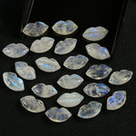Load image into Gallery viewer, Shinning Rainbow Moonstone Carved Lips Shape Beads, Blue Flashy Lips Shape Gemstone Beads, Lips Briolette's 14X8 mm, Lips Shape Charm Beads