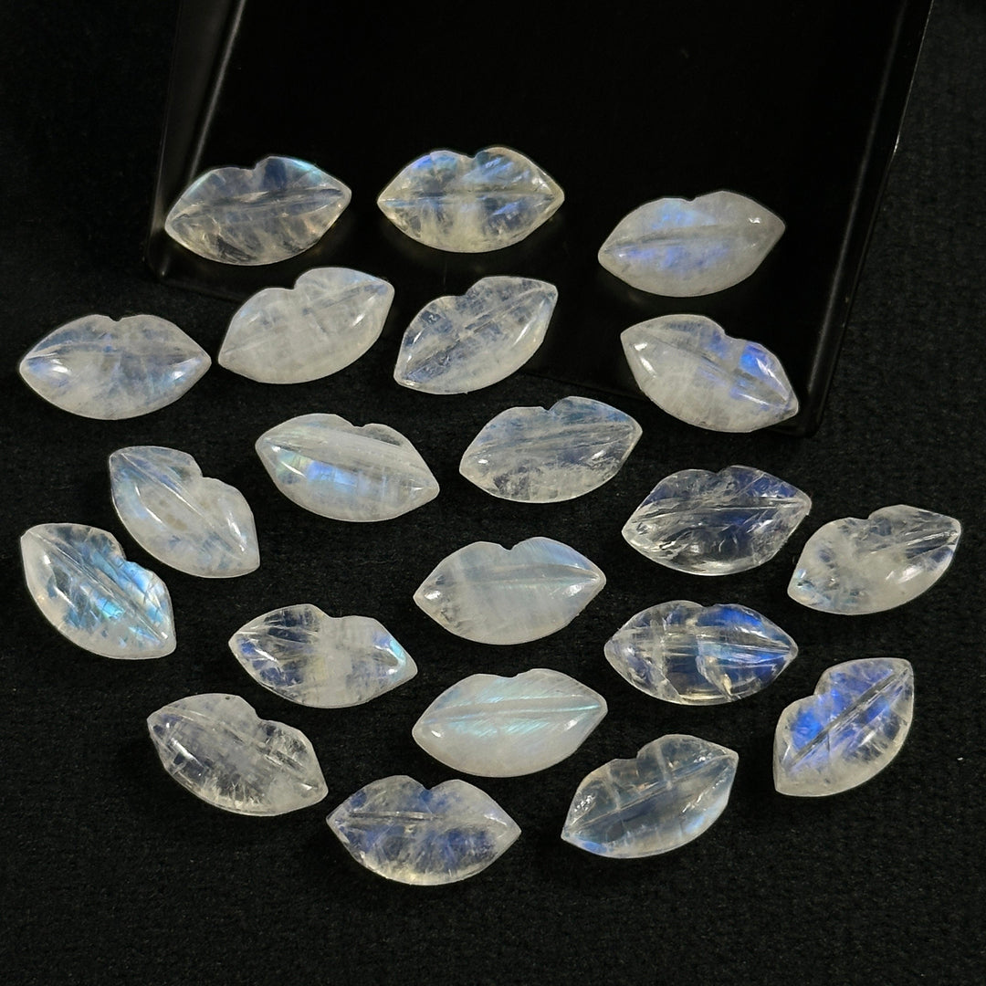 Shinning Rainbow Moonstone Carved Lips Shape Beads, Blue Flashy Lips Shape Gemstone Beads, Lips Briolette's 14X8 mm, Lips Shape Charm Beads