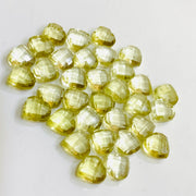 Natural Lemon Quartz Heart Shape Gemstone Beads, Faceted Yellow Heart Beads, Lemon Quartz Briolettes Beads For Jewelry Making, 8 mm Beads