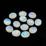 Load image into Gallery viewer, Rainbow Moonstone Scarab Beads: Handmade Carved Briolettes (10x12MM)