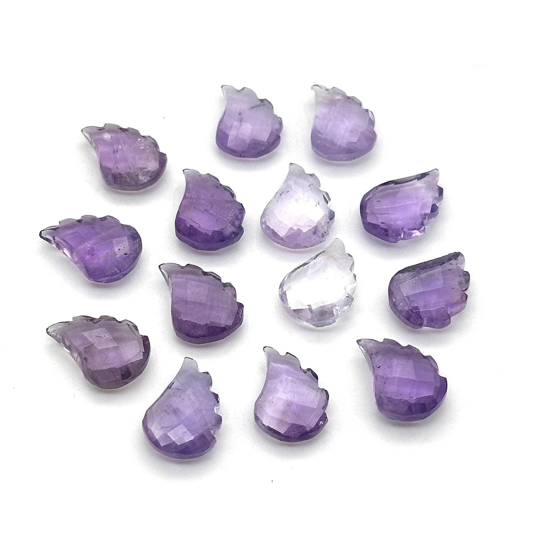 Natural Amethyst Leaf Shape Beads, Amethyst Leaf Shape Briolette's, Faceted Fancy Carvings for Jewelry, 11X15 MM, Wholesale Gemstone Beads