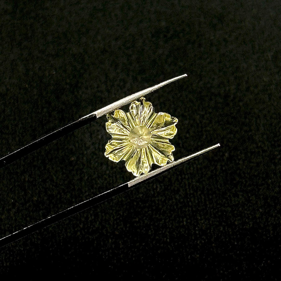 Natural Lemon Quartz Flower Shape Gemstone, AAA Natural Lemon Quartz Flower Carving Stone, Hand Carved Mini Flower Charm for Jewelry, 12 MM