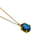 Load image into Gallery viewer, Flashy Labradorite Carved Scarab Necklace, Natural Labradorite Hand Gemstone Necklace, Sterling Silver Necklace, 16 MM Scarab, Gift For Her