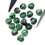 Load image into Gallery viewer, AAA Emerald Heart Beads: Faceted Green Gemstone, 10mm