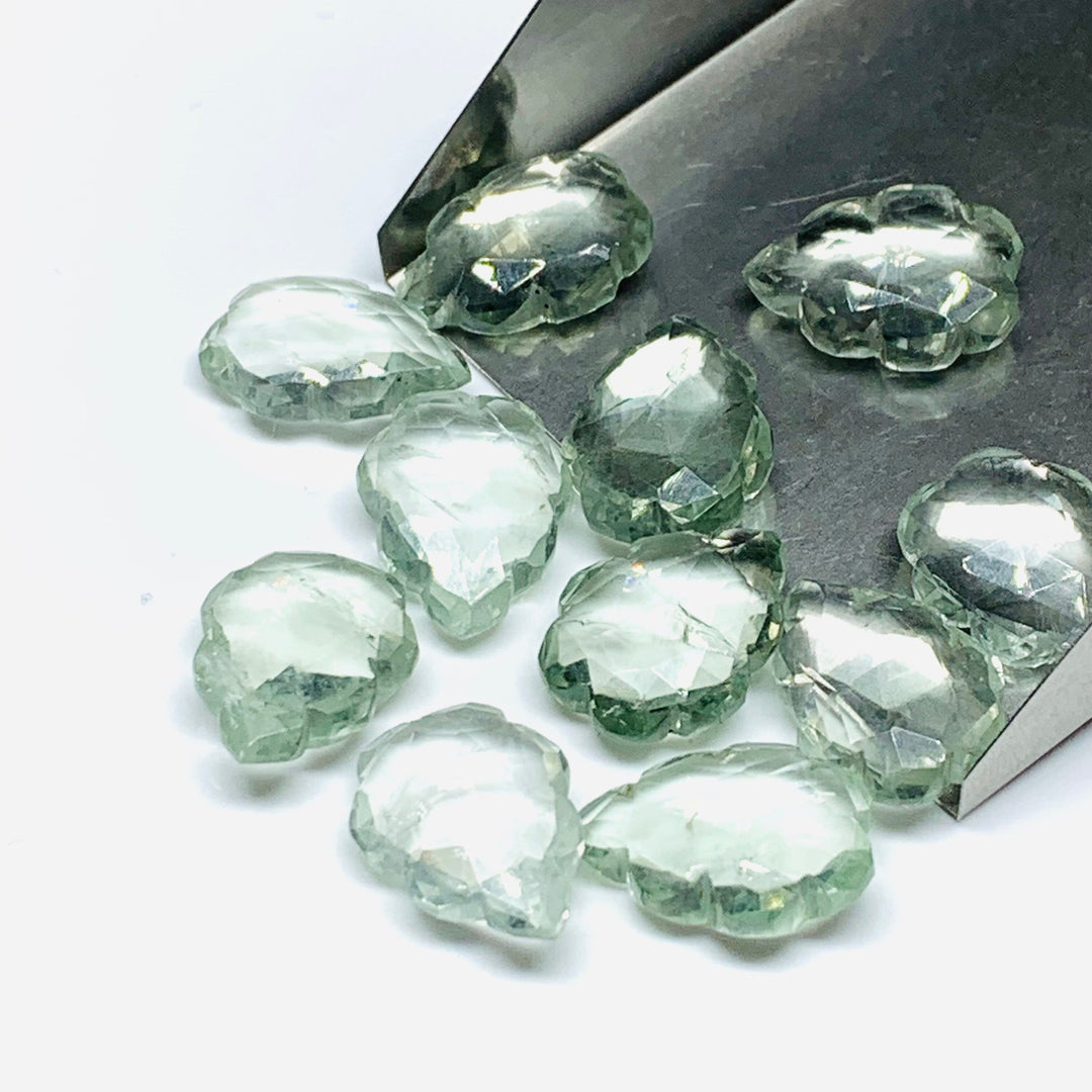 2,3,4,5 pcs Natural Green Amethyst Leaf Shape Carving Gemstone Beads, Fancy Shape Briolette, Carved Leaves Shape Beads For Jewelry, 16X10 MM