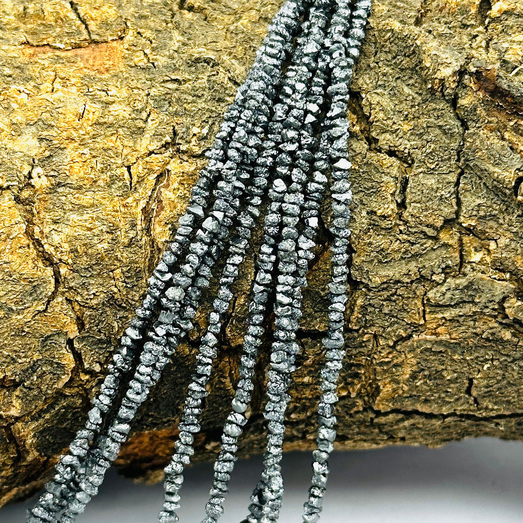 ROUGH DIAMONDS BEADS, Black Diamond Raw Uncut Beads, 1-2 mm Raw Diamond Beads, Black Diamond Nuggets Chips Beads, Diamond Rough Beads Strand