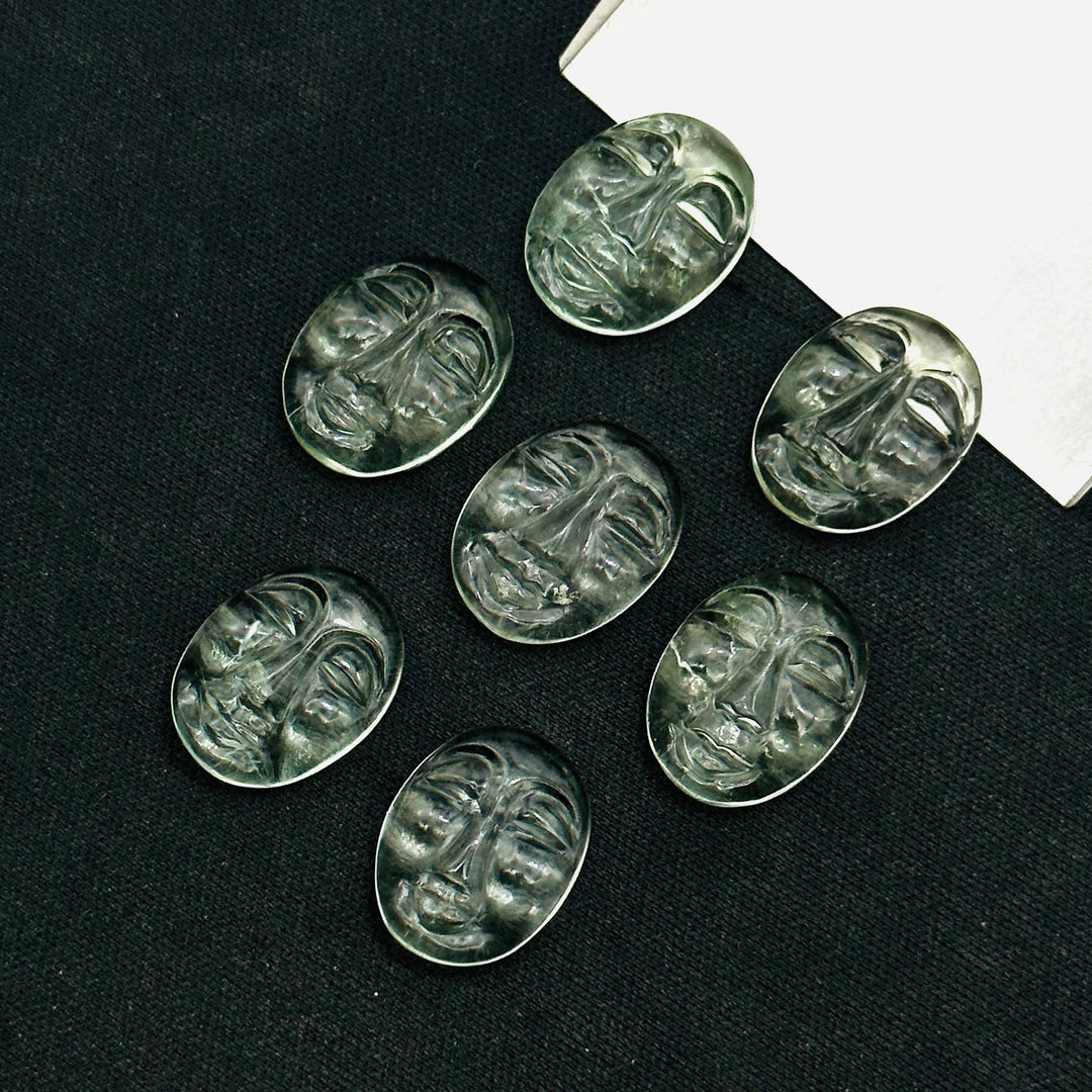 1,2,3,4,5 Pcs Natural green Amethyst oval face Shape Carving, Hand carved fancy shape Gemstone, carved Gemstone jewelry Making,18X14 mm