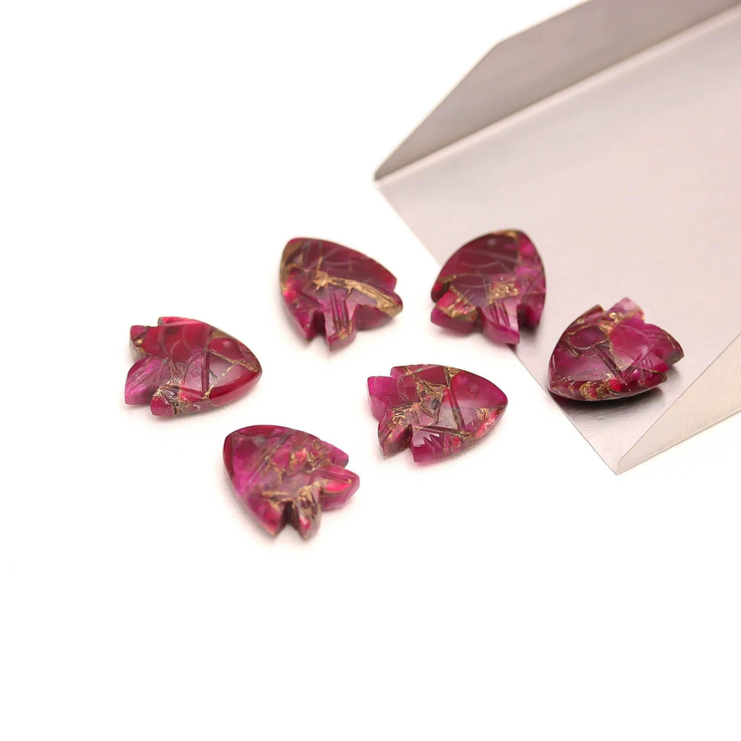 Pink Turquoise Fish Shape Beads ~ Hand Carved Mohave Turquoise Fish Gemstone Charms ~ Jewelry Making Loose Wholesale Beads, 15X18 MM