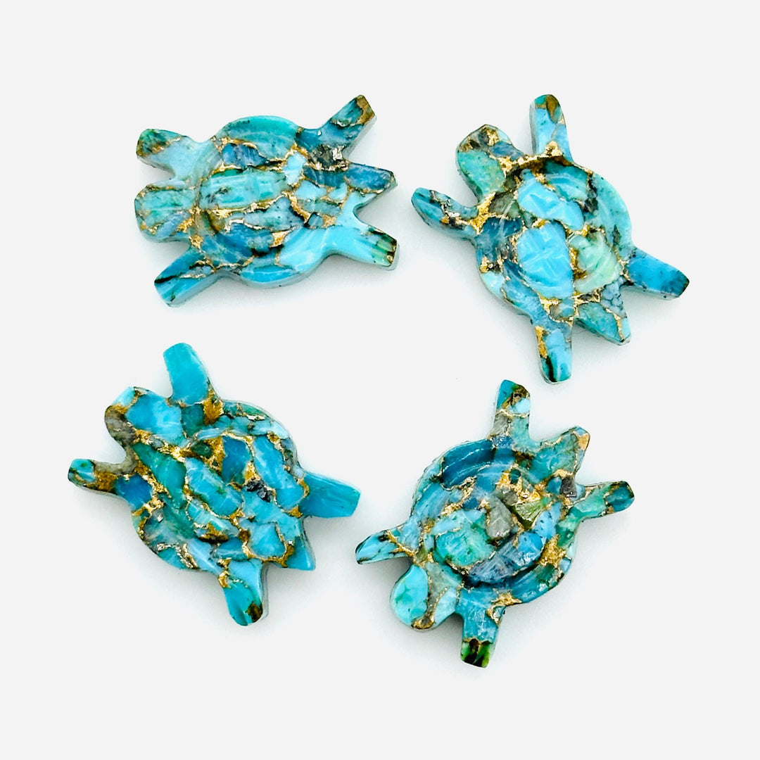 AAA Copper Turquoise Turtle Shape Carving, Blue Turquoise Turtle Shape Gemstone, 16 MM Loose Gemstones, Harmony in Stone, Blue Turtle Charm
