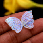 Load image into Gallery viewer, Natural Flashy Rainbow Moonstone Hand Carved Butterfly Wings Shape Stone, Loose Butterfly Wings for Jewelry Making, 13X19 MM