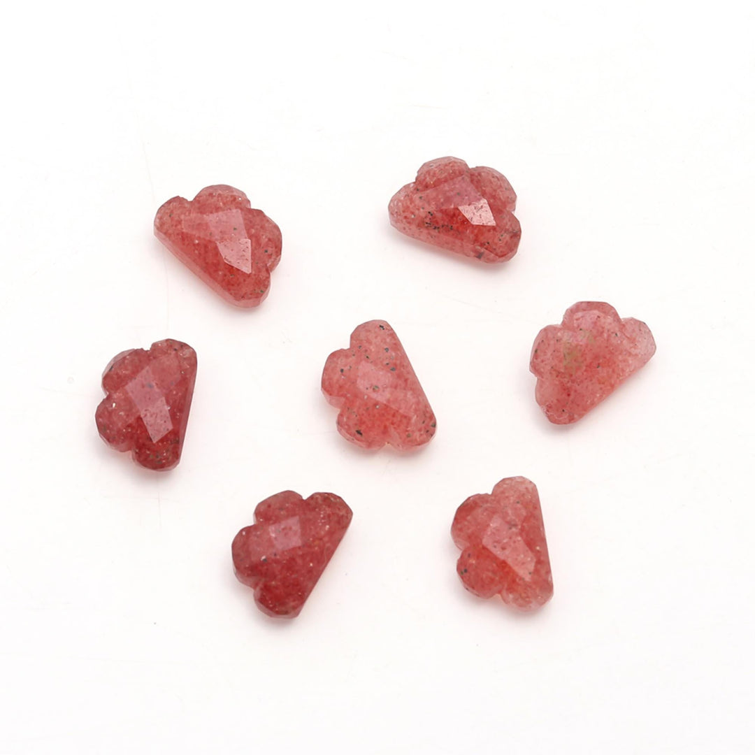 Pink Strawberry Quartz Clouds Shape Beads, Natural Quartz Faceted Carved Cloud Shape Beads, Loose Briolettes, Cloud Gemstone Charms, 12 MM