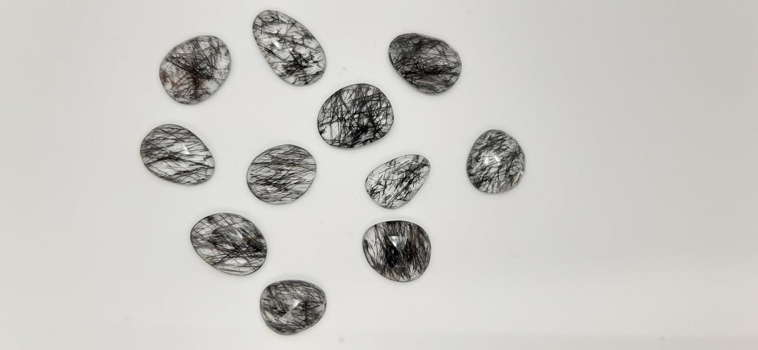 2 pcs AAA+ Quality Black Rutile freeform Rosecut, Blcak Routile faceted rosecut,gemstone for jewelry, jewelry making rosecut 9X6 13X10 mm