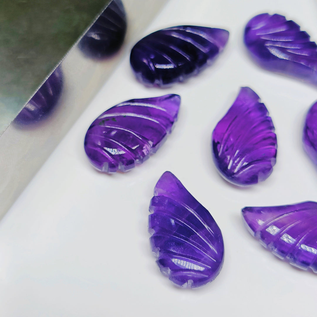 2,3,4,5,6 pcs 100% Natural Purple Amethyst fancy Shape Carving, Hand carved Fancy shape Gemstone, carved Gemstone jewelry Making,18X10 mm