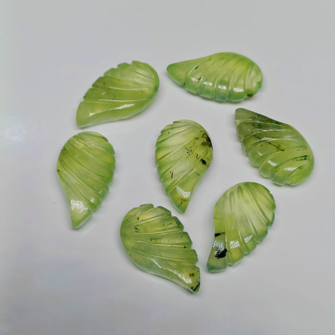 Hand Carved Prehnite Gemstone: Fancy Jewelry Making (18X10 mm)