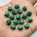 Load image into Gallery viewer, Hand Carved Malachite Star Beads: Faceted 10mm Briolettes