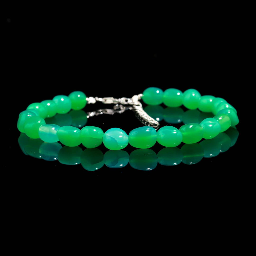 Green Chrysoprase Smooth Tumble Beads Bracelet, Chrysoprase Nuggets Shape Beads Bracelet, Jewelry Gifts, Fancy Jewelry/Anklet for Girls