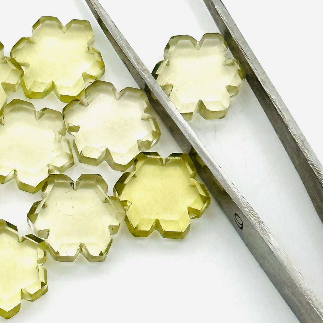 Beautiful Lemon Quartz Flower Shape Beads, 11 MM Lemon Quartz Carved Gemstone, Hexagon Shape Hand Carved Beads, Jewelry & Craft Making Charm