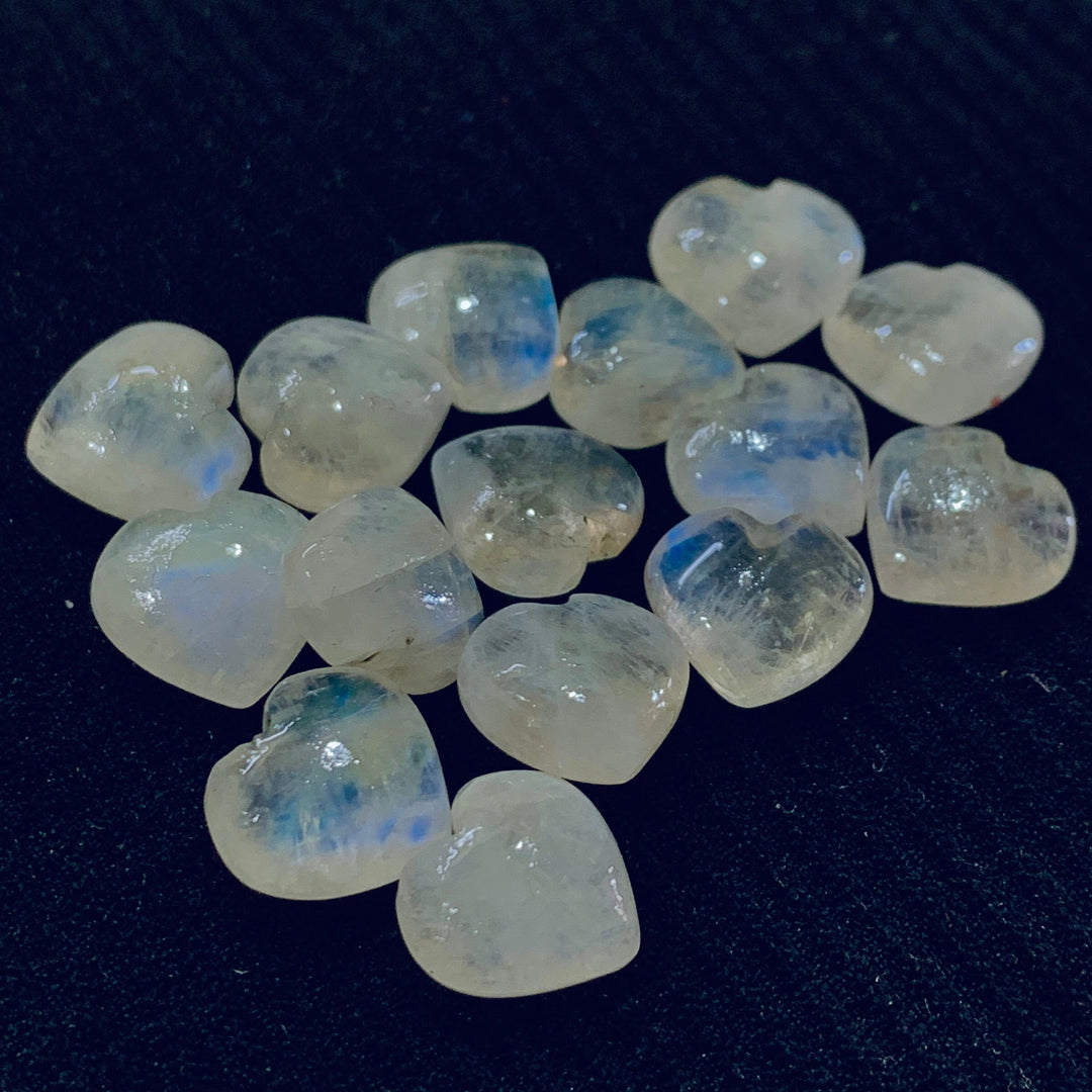 5,6,7,8,9,10 pcs Natural Rainbow Moonstone smooth Heart Shape Gemstone, Loose Gemstone, Carved Gemstone, Gemstone For Jewellery10mm