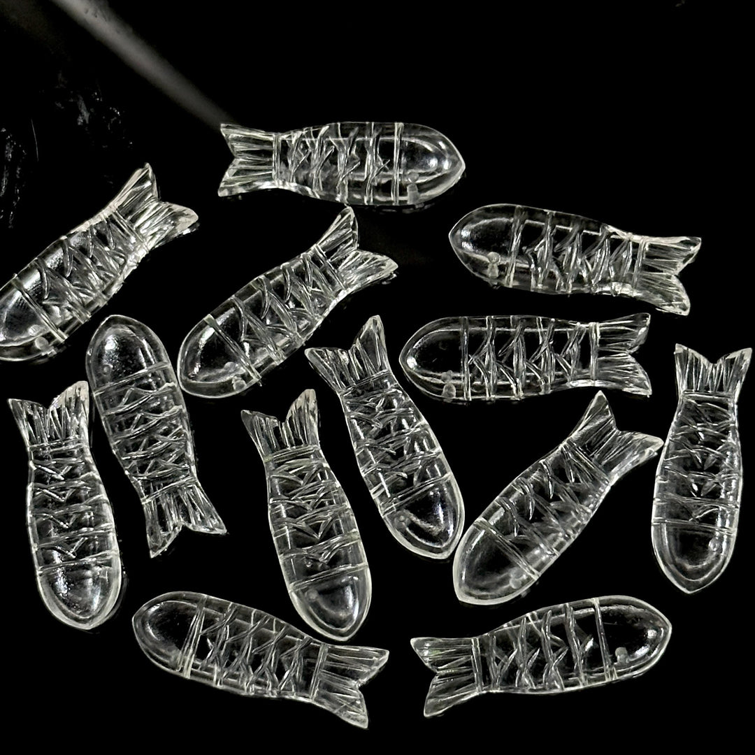 Natural Crystal Quartz Fish Carving Beads, Clear Quartz Carved Fish Gemstone, Jewelry Making Gemstone, 10X30MM