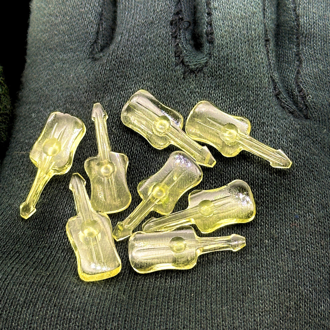 Natural Lemon Quartz Guitar Shape Beads, Tiny Lemon Guitar Shape Hand Carved Gemstone, 26 MM, Miniature Guitar Gemstone, Tiny Charms