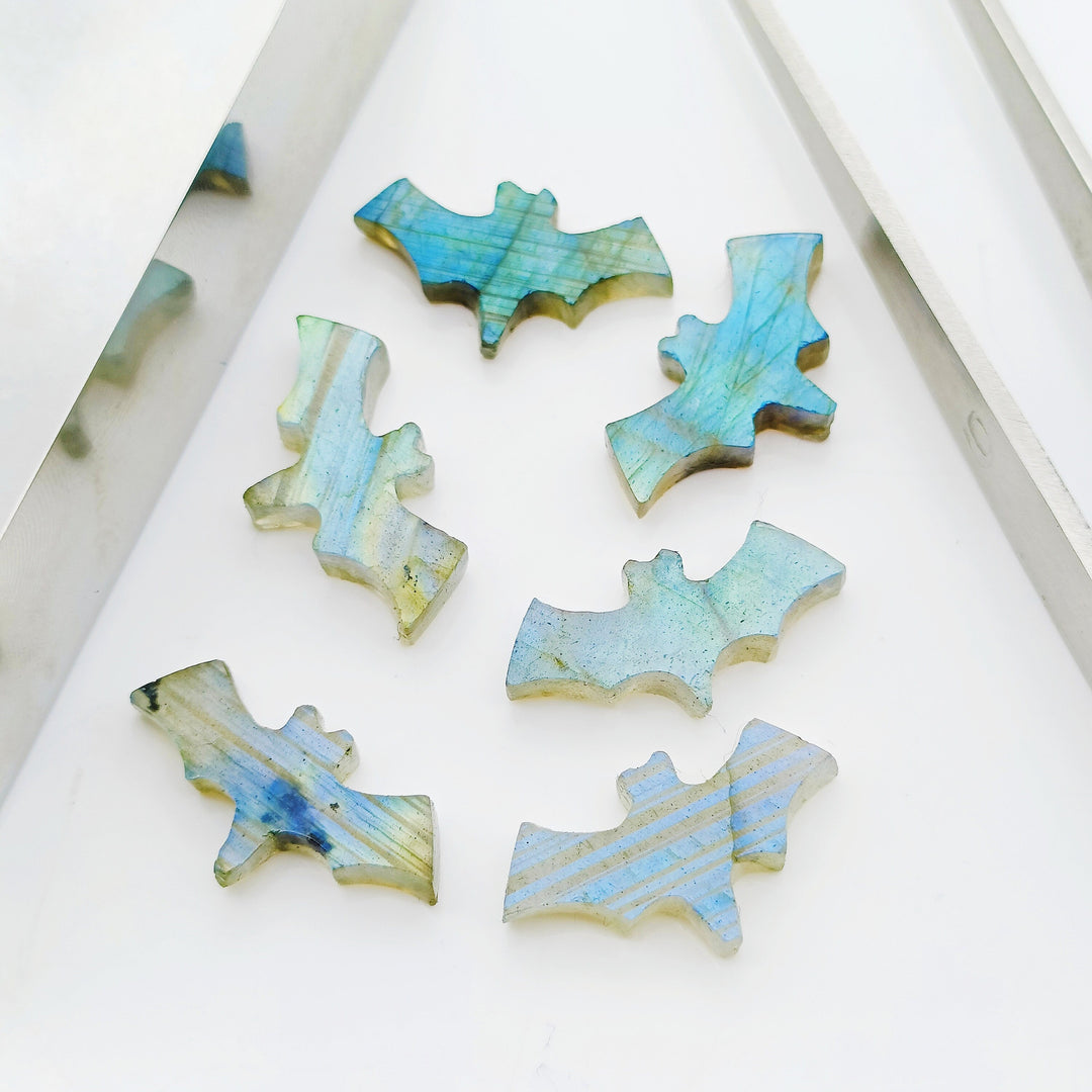2,3,4,5 Pcs Natural Labradorite Hand Carved Bat Shape, Bat Shape Gemstone For Jewlery, Bat Shape Gemstone, 20X10 mm