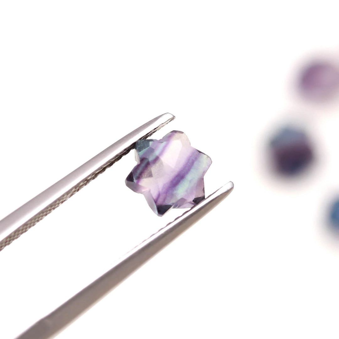 Natural Multi Fluorite Star Shape Beads, AAA Fluorite Star Shape Beads, 6 MM Star Shape Gemstone for Jewelry, 6 Sides Carving Star Beads