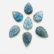 1,2,3,4,5,6 pcs 100% Natural Labradorite Pear Shape Carved Gemstone, Pear Shape Carving, Carved Gemstone For Jewellery 17.5X12.5 mm