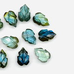 Load image into Gallery viewer, Flashy Labradorite Leaf Shape Carving Gemstone Beads, 9X13 MM Leaves Shape Loose Briolette's, Blue Fire Beads For Jewelry, Wholesale Beads