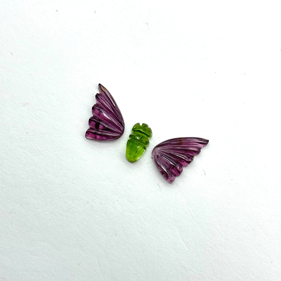 natural tourmaline Butterfly Shape Carving, Hand carved tourmaline Butterfly loose carving, carved butterfly  jewelry Making 22x11mm.