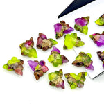 Load image into Gallery viewer, Neon UV Light Beads, Neon Green &amp; Purple Copper Turquoise Butterfly Beads, Faceted Butterfly Gemstone, Neon Turquoise Carving Beads 14x10 MM