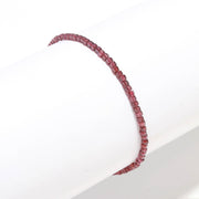 Natural Garnet Box Beads Bracelet, Faceted Box Shape Beads Bracelet, 925 Sterling Silver, January Birthstone Gifts