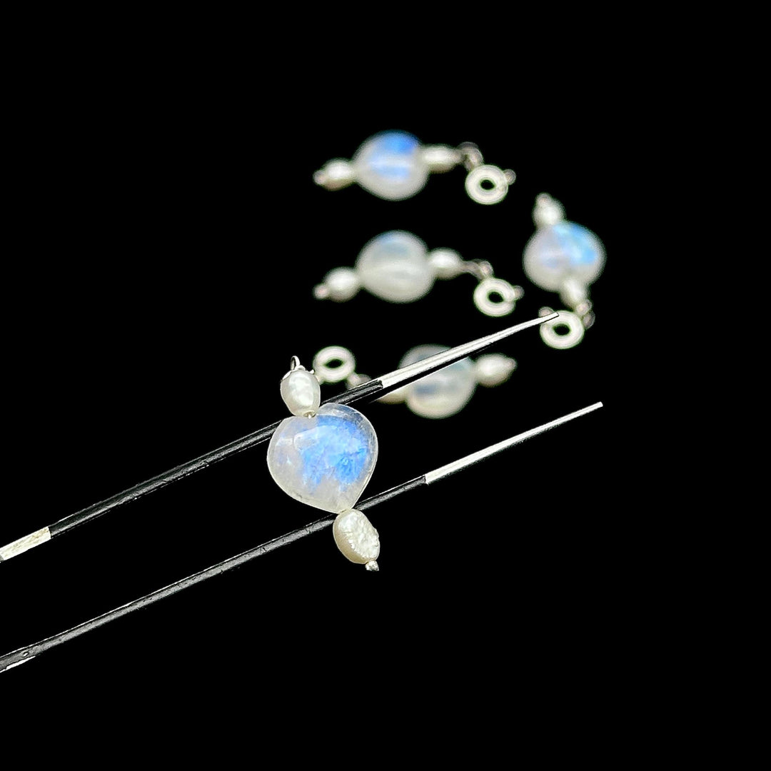 Flashy Rainbow Moonstone and Pearl Charms, AAA Moonstone Heart Silver Charms, Gemstone Beads, Craft Making, 925 Silver Charms Wholesale