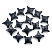 Black Sunstone Ninja Star Beads: Faceted Gemstone Carvings (11x15 mm)