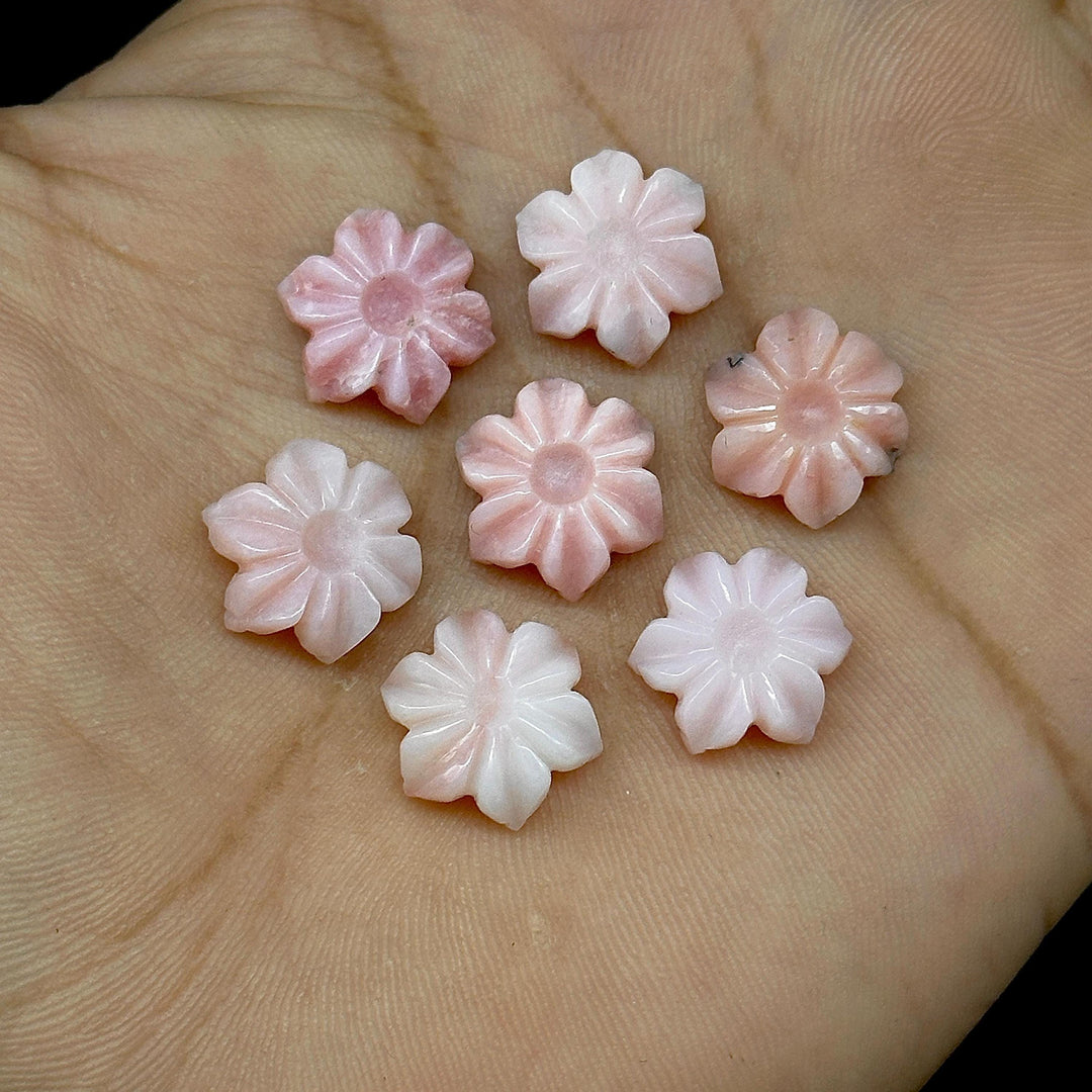 Natural Pink Opal Carved Flower Shape Beads, AAA Pink Opal Flower Carving, Pink Flower for Jewelry Making, 12 MM, Floral Gemstone Beads