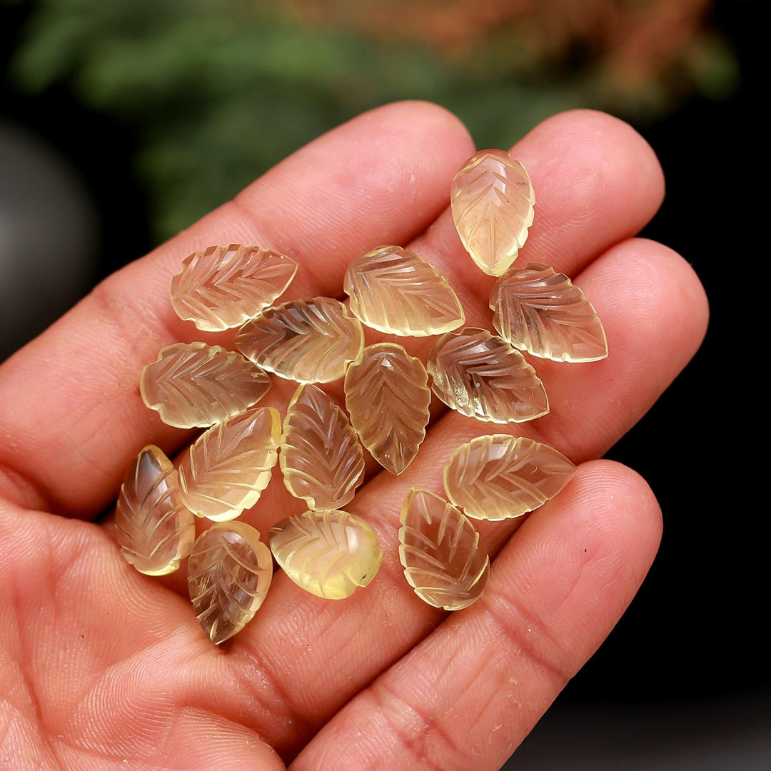 Natural Lemon Quartz Leaf Shape Briolettes, AAA Lemon Quartz Hand Carved Leaf Shape Gemstone Beads, Leaf Beads, 14 MM Loose Leaf Charms