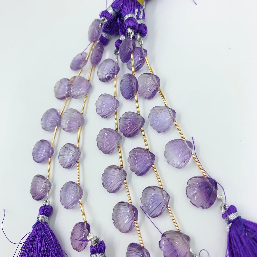 2,3,4,5,6 Pcs Beautiful Natural Pink Amethyst Sea Shell Carving Briolettes For Jewelry & Craft Making, 12MM Ocean Shell Shape Pink Gemstone