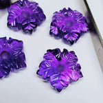 Load image into Gallery viewer, Hand Carved Amethyst Flower Gemstone Beads: 16mm Purple Jewelry