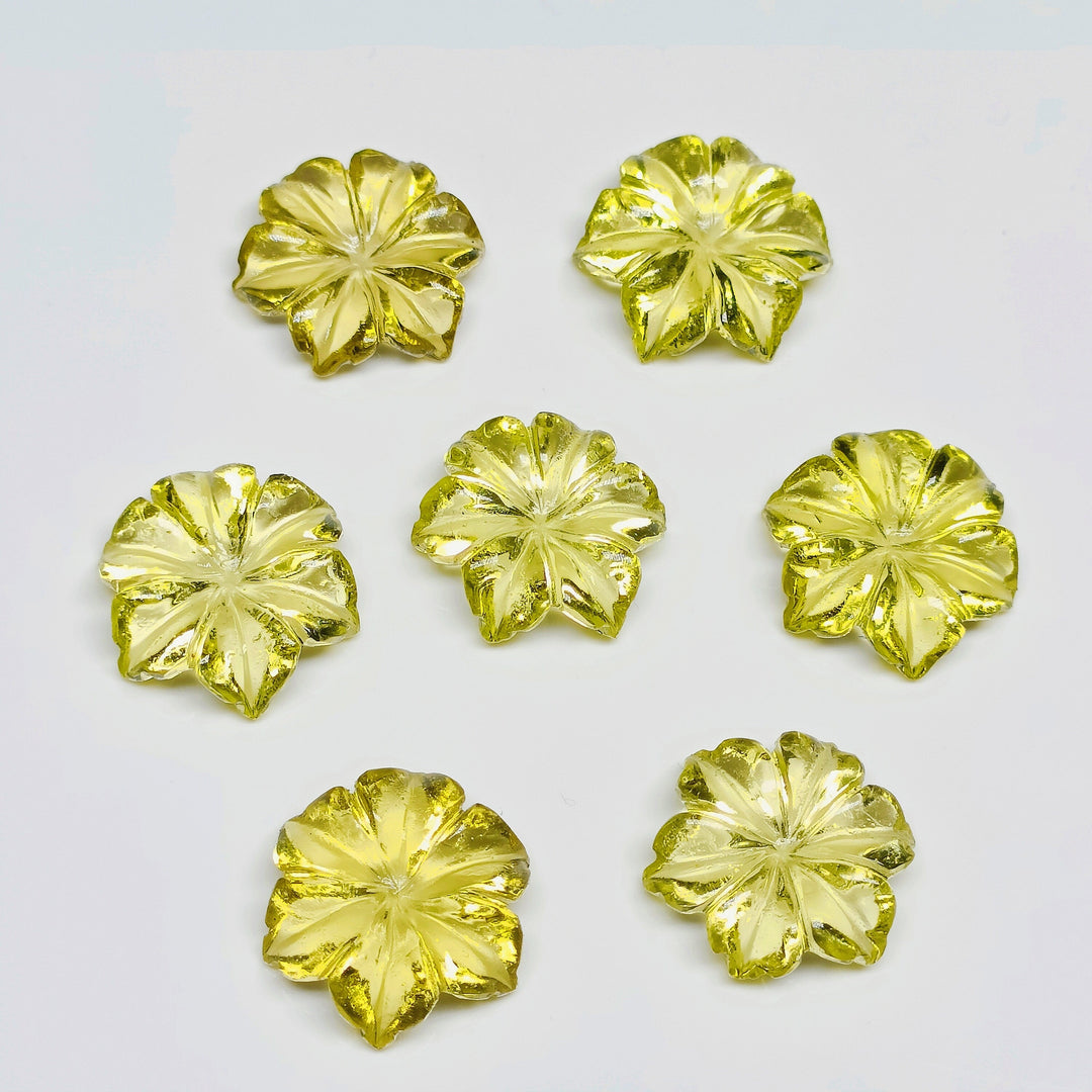 AAA Lemon Quartz Flower Carving: Natural Gemstone (20 mm)