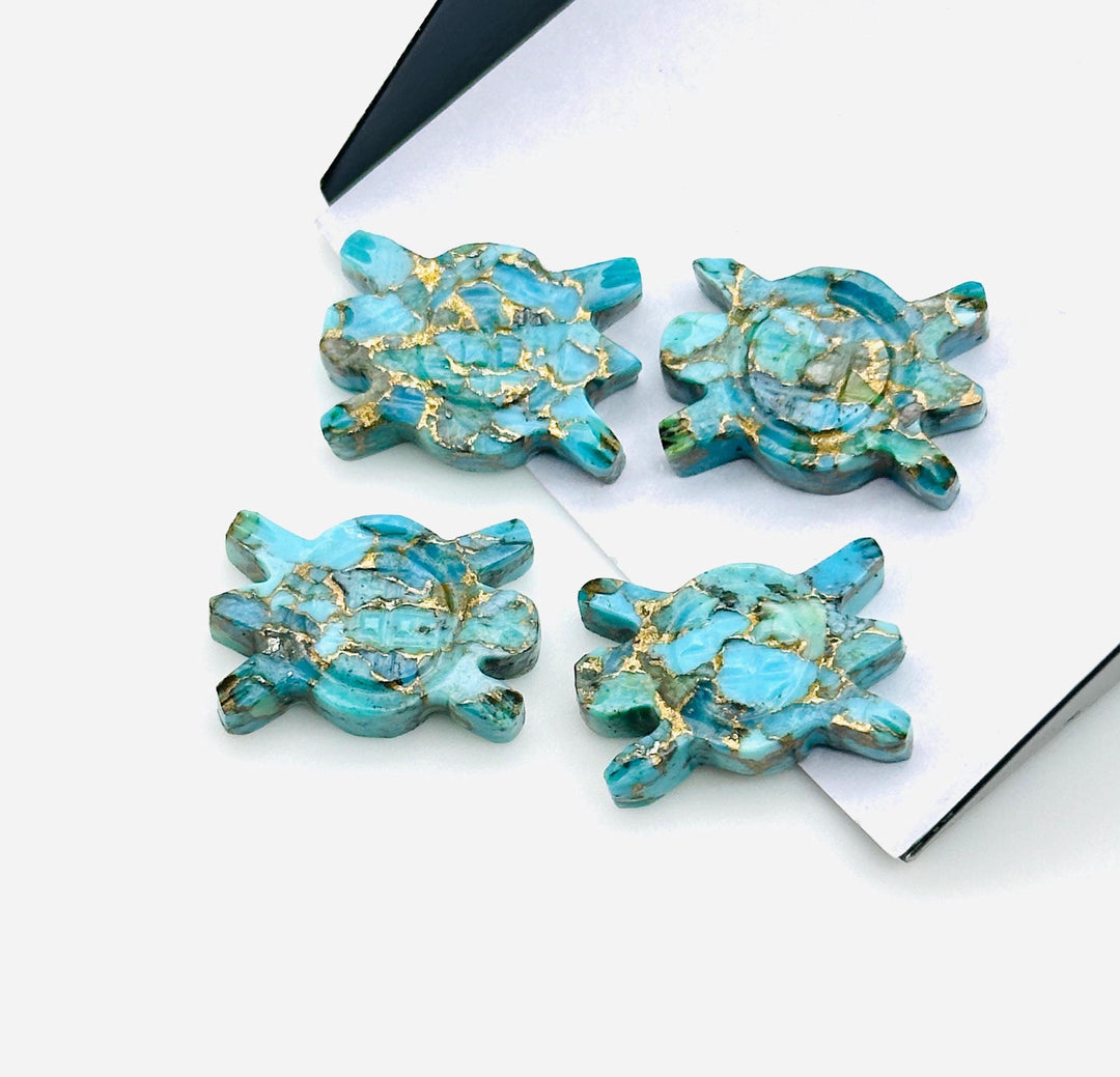 AAA Copper Turquoise Turtle Shape Carving, Blue Turquoise Turtle Shape Gemstone, 16 MM Loose Gemstones, Harmony in Stone, Blue Turtle Charm