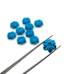 Load image into Gallery viewer, Hand Carved Turquoise Flower Charm: AAA Blue Gemstone (12mm)