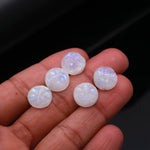 Load image into Gallery viewer, Flashy Rainbow Moonstone Moon Face Carving, 12mm Gemstone Charm