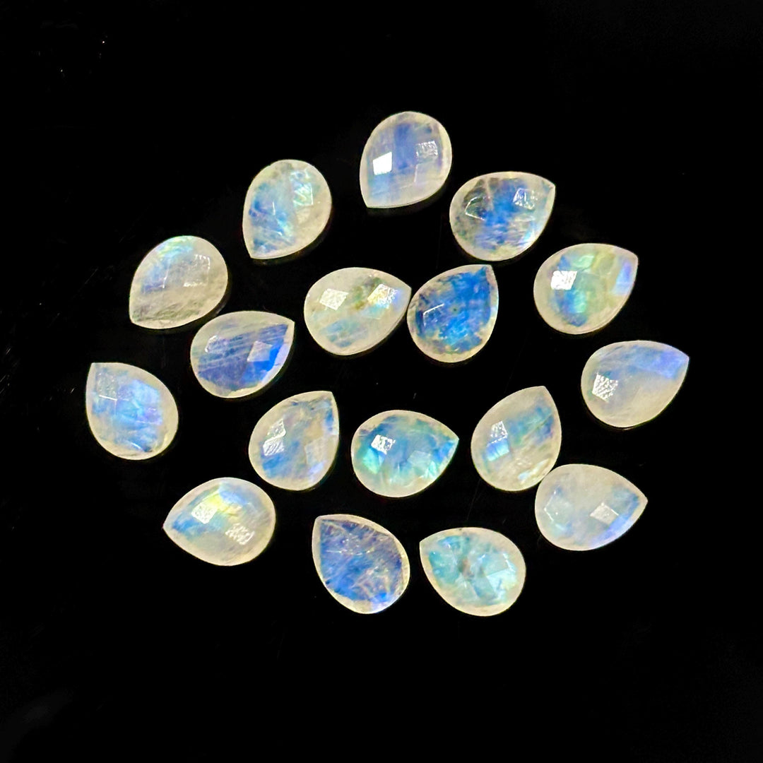 AAA+ Natural Rainbow Moonstone Faceted Pear Shape Beads, 9X12 MM Flashy Moonstone Briolette's Beads, Matched Pairs, Jewelry Making Beads