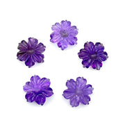 100% Natural Amethyst Hand Carved Flower Shape Gemstone, AAA Natural Amethyst Flower Carving, Flower Charm Beads, Purple Amethyst, 12 MM