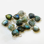 Load image into Gallery viewer, Natural Labradorite Heart Shape Carved Gemstone Jewellery Making Charm With 925 Silver, Necklace Bracelet, Earrings Making Charms 10 mm