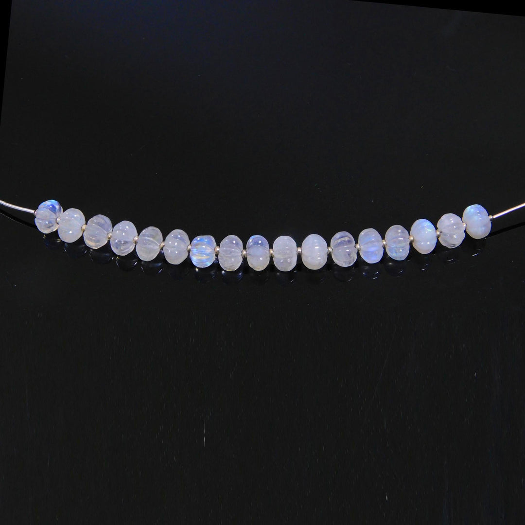 AAA+ Rainbow Moonstone Melon Shape Beads, Natural Rainbow Moonstone Hand Carved Pumpkin Shape Gemstone Bead, 6X8 MM Beads For Jewelry Making