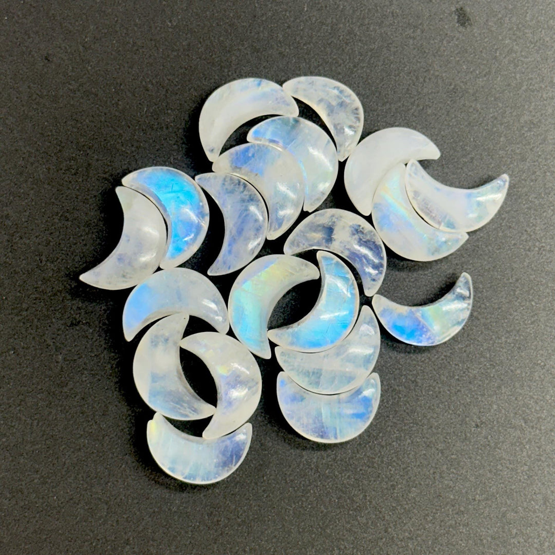 Rainbow Moonstone Moon Beads: Hand Carved Briolette Gemstone, 12mm