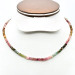 Load image into Gallery viewer, Watermelon Tourmaline Beaded Necklace: Faceted Rondelle Gemstone, 4.5 mm