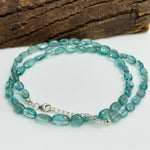 Load image into Gallery viewer, Dainty Sky Apatite Beaded Necklace, Natural Apatite Gemstone Necklace, Sterling Silver Jewelry, Sky Apatite Handmade Jewelry, Gift for her